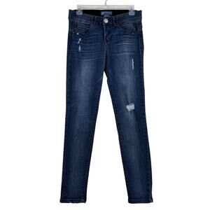 Democracy Ab Solution Ankle Jeans Size 6 Blue Skinny Distressed Stretch Denim